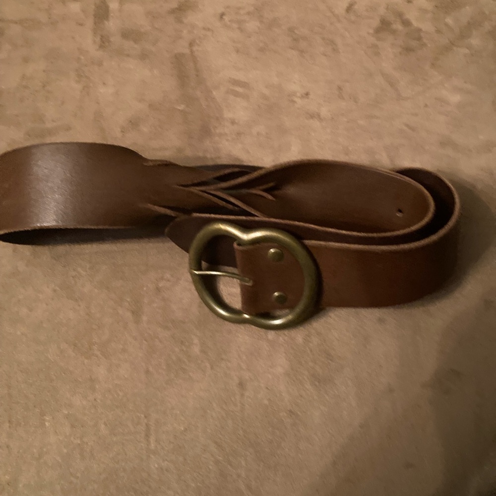 Candie's Brown Leather Belt with Gold Heart Buckle